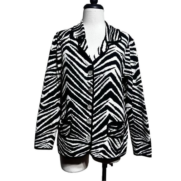 Chico's Sweaters - Chico's Zebra Print Cardigan Silk Sweater Animal Print  Size Large
